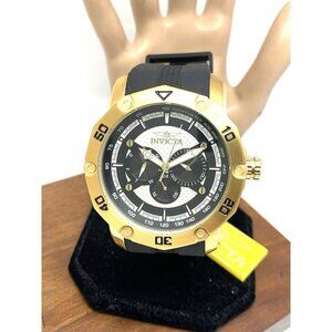 Invicta Men's Watch 45741 Pro Diver Quartz Gold Black Rubber Strap 50mm